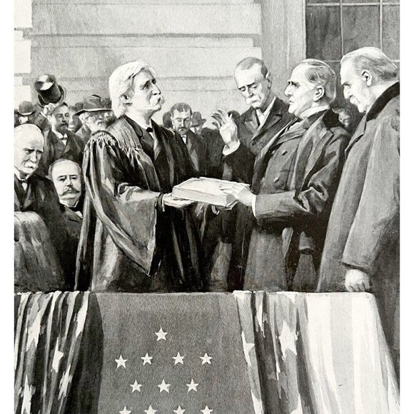 1897 President McKinley Taking Oath Of Office Typogravure Victorian DWS4 - Picture 1 of 2